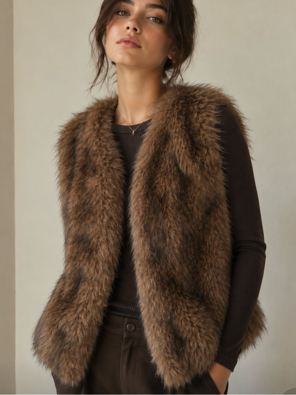Brown Faux Fur Vest